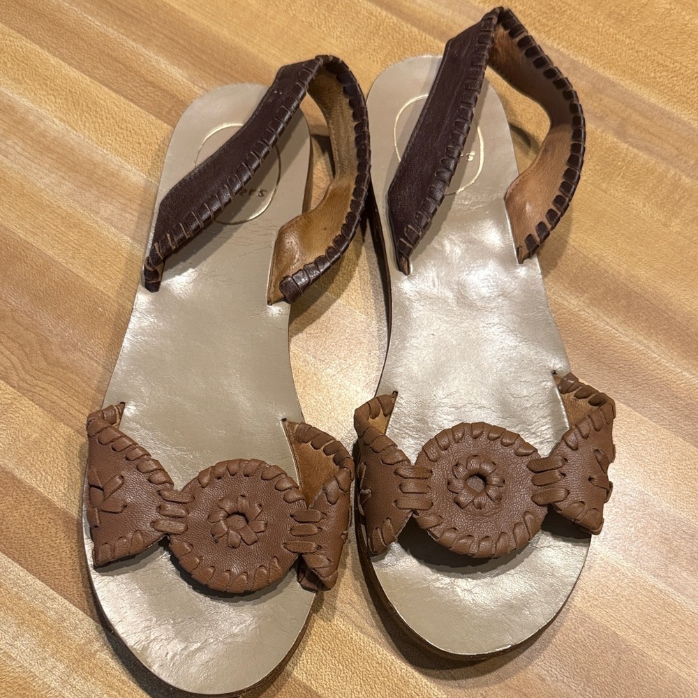 Jack Rogers Tan and Brown Leather Sandals